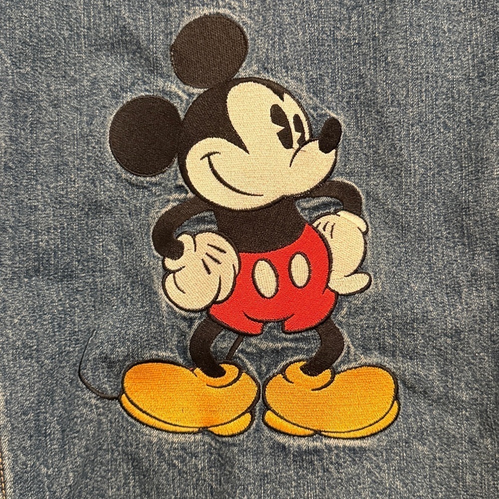 DISNEYLAND VINTAGE PARIS PARKS Official Patchwork Denim Jacket Mickey Girls 14 - Picture 3 of 7